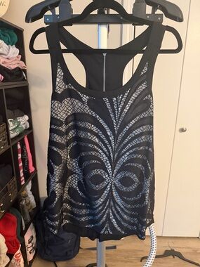 Express Black Lace-Overlay Racerback Tank